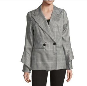 Design Lab LORD & TAYLOR Gray Plaid Blazer Jacket Women's Size M